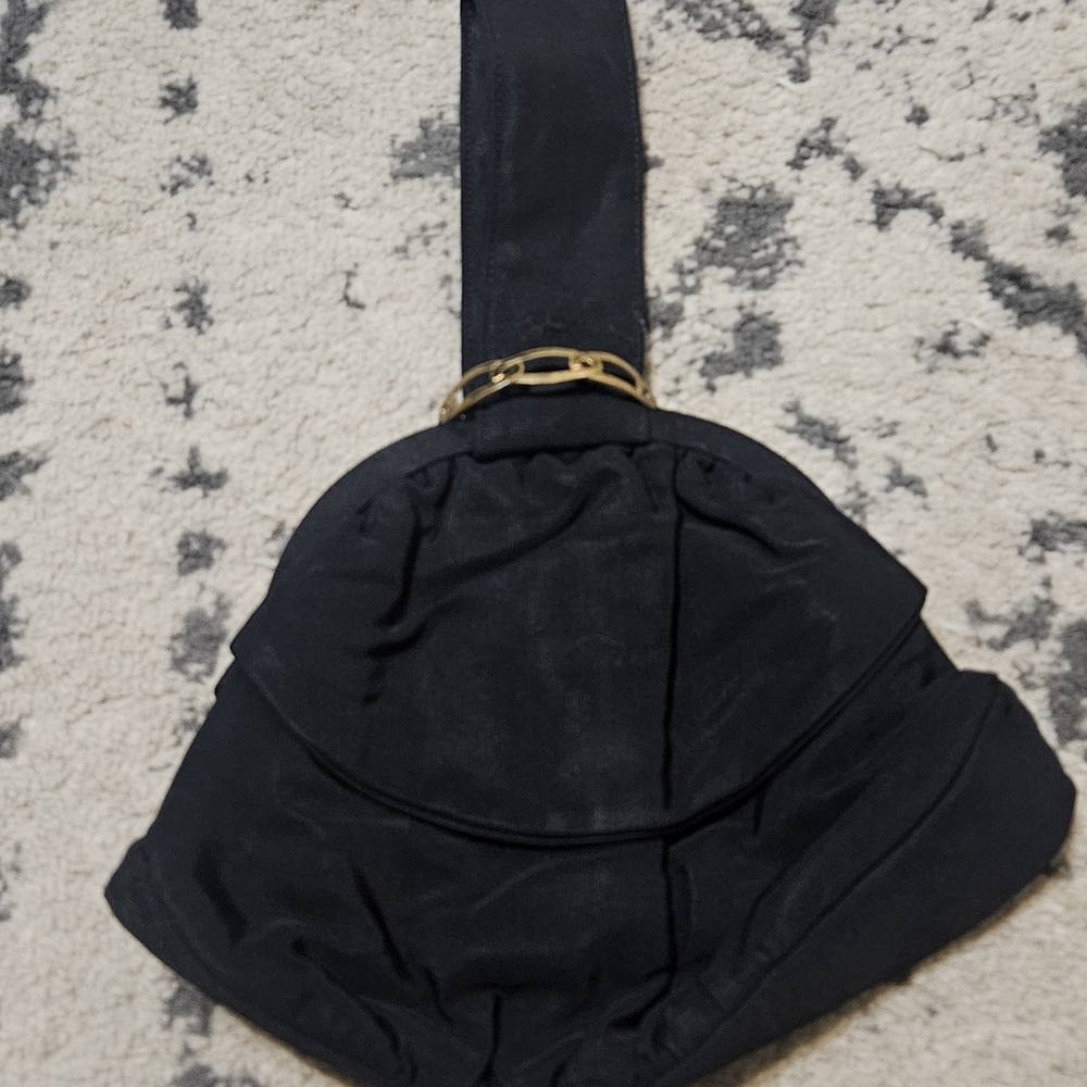 Vintage 1930s 1940s Black And Gold Tulip Handbag